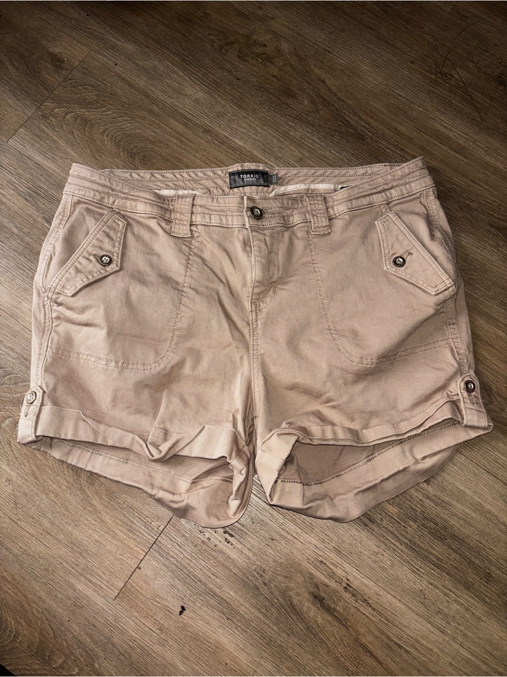 torrid Light Beige Roll-Cuff Utility Shorts